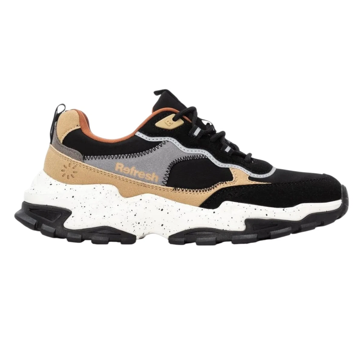 REFRESH Sneaker Donna Nero 58 – Scarpe Ginnastica In Eco-pelle Con Fustella Floreale E Cerniera – Suola Gomma Antiscivolo – Certificato Vegano PETA – 36 EU - 3