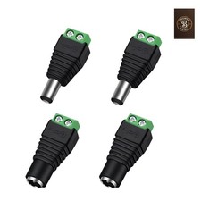 2 Male 2 Female 12 V 2.1x5.5mm DC Power Jack Plug Adapter Barrel Connector ...