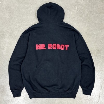 Mr Robot TV Show Logo Promo Full Zip Hoodie XL Black Hacker Rami Malek RARE