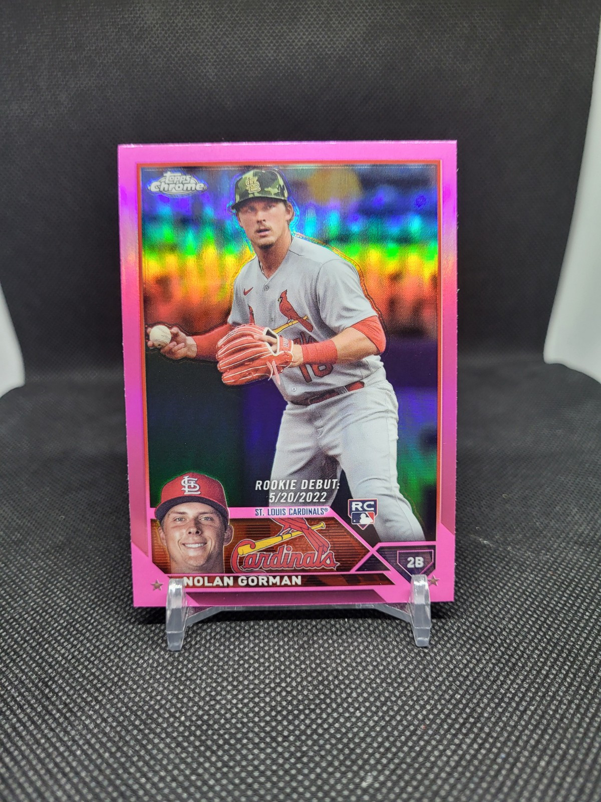 2023 Topps Chrome Update Series Nolan Gorman Pink Refractor Rookie Debut #USC145