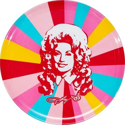 HOFFMASTER Dolly Parton Round Multi-Color Melamine Serving Tray 14" Great For Finger Foods