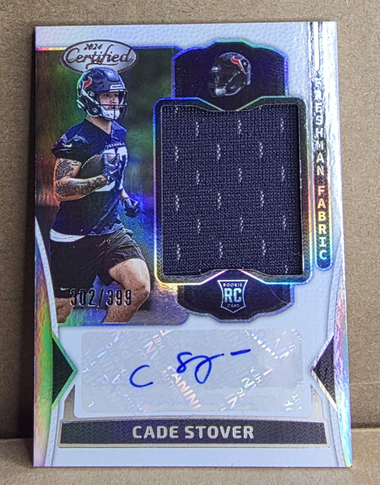 Cade Stover Panini Certified Freshman Fabric Mirror Signatures #FMSCSR Base
