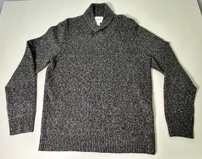 Old Navy Men s L Shawl Collar Pullover Cotton Sweater CharcoalHeather Preppy EUC