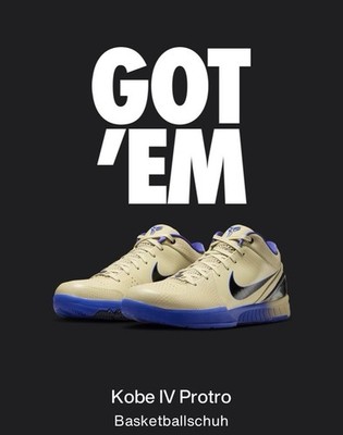 NIKE Kobe 4 Protro x FC Barcelona Team Gold EU 45 US 11 UK 10