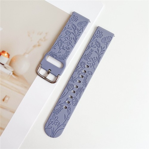 Engraved Floral Silicone Band for Samsung Galaxy Watch 4 5 6 7 FE 42/46/43/47mm - Picture 38 of 41