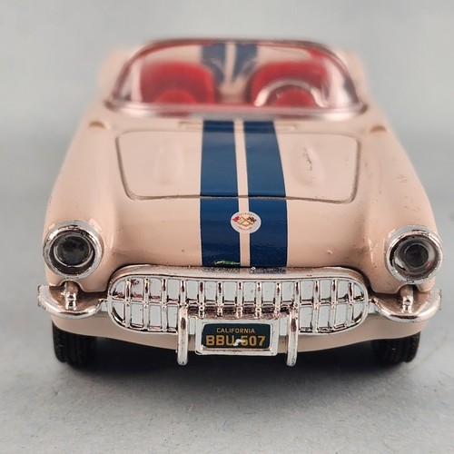 1957 Corvette Convertible Vintage New Ray Diecast Model Car White Blue 80s China - Picture 6 of 12