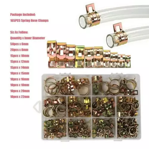 165/115pcs 6-22mm Spring Clips Fuel Hose Line Water Pipe Air Tube Clamps Pliers - Picture 16 of 19