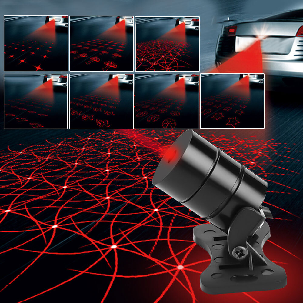 Car Accessories Red LED Laser Fog Light Anti Collision Taillight Brake Lamp Set