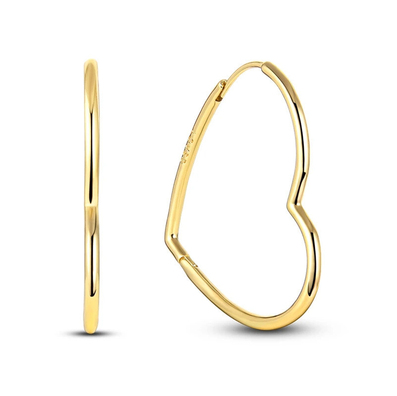 Minimalist 925 Sterling Silver Heart Hoop Earrings