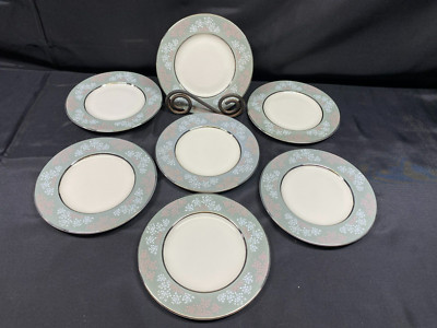 Castleton ''LACE'' Green / Gray ~ Set of 7 ~ Bread Plates ~ 6 1/4''