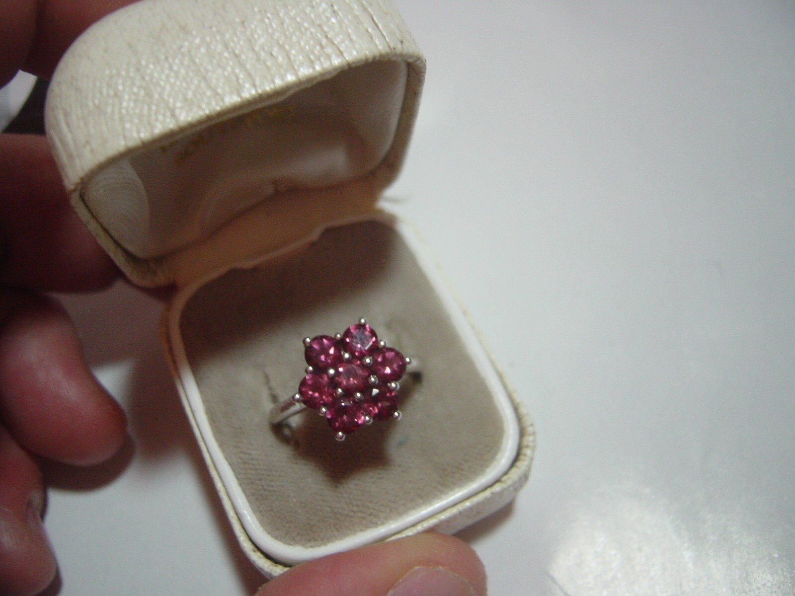 Vintage Solid Silver flower Ring- Superb-raspberr… - image 10