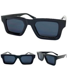 Classic Vintage Retro Style SUNGLASSES Thick Square Black Frame Super Dark Lens