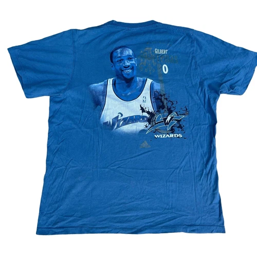 T-shirt vintage Adidas Washington Wizards NBA M/L bleu année 2000