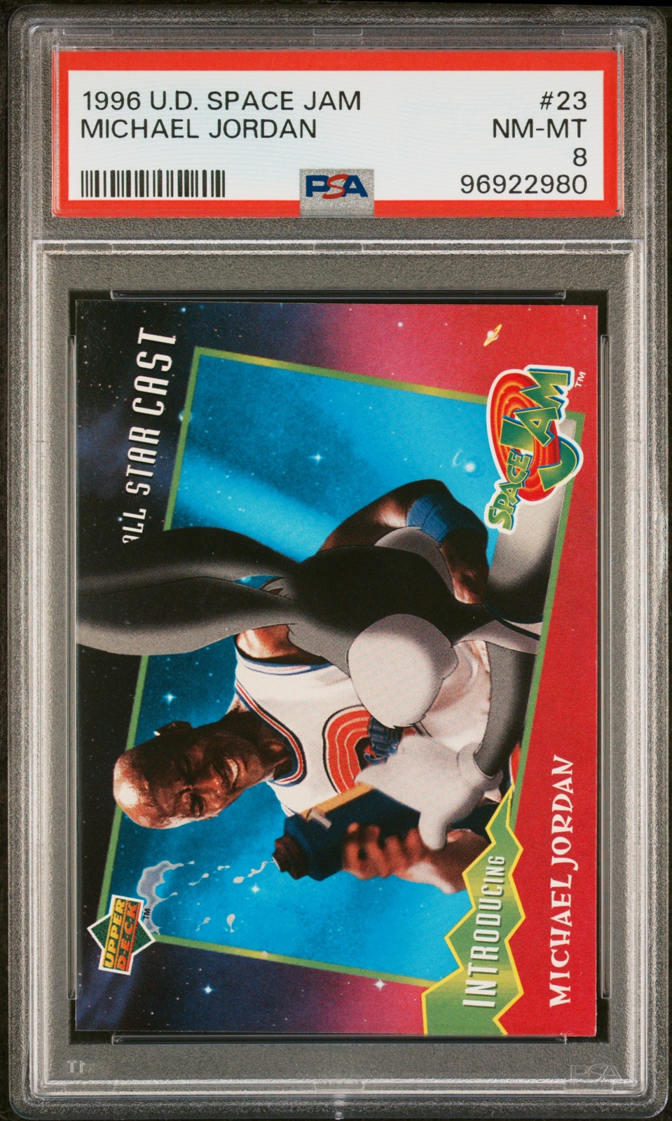 1996 UPPER DECK SPACE JAM #23 MICHAEL JORDAN PSA 8