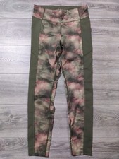 Lands End Leggings Adult Medium 10-12 Green Compression Pocket Bottom Womens