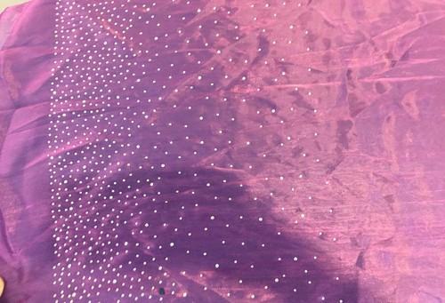 Space Age Inc Rectangular Scarf Wrap Sarong Purple Transparent Fabric w/ Jewels - Picture 4 of 10