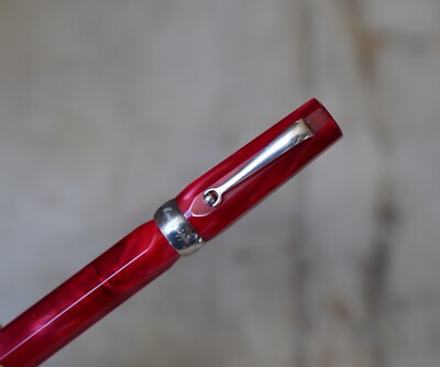 Charming Pen Roller MONTEGRAPPA Micra Resin Red Marble & Solid Silver 925