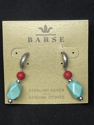 Barse Genuine Sterling Silver Magnesite Turquoise Earrings MSRP