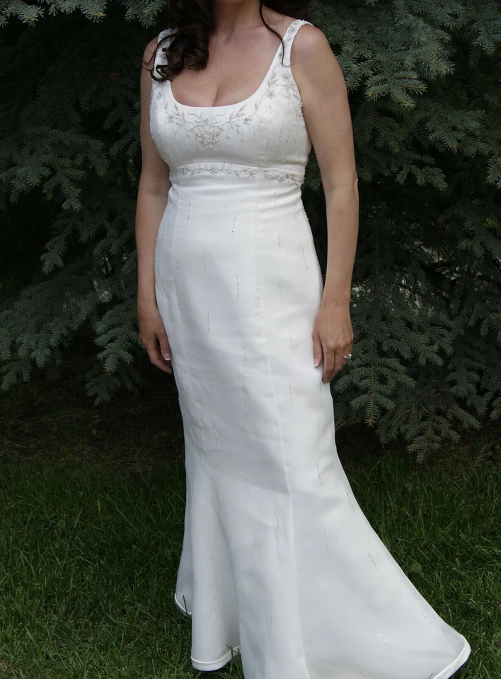 WOW $1,100 изящный дизайнер шикарный Landa кремовое свадебное платье размер S маленький 10 L@@K! - Изображение 4 из 4