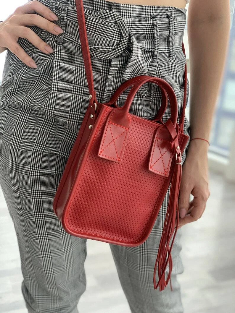 COACH Borsa a mano donna in pelle viola tracolla melanzana tracolla mini tote