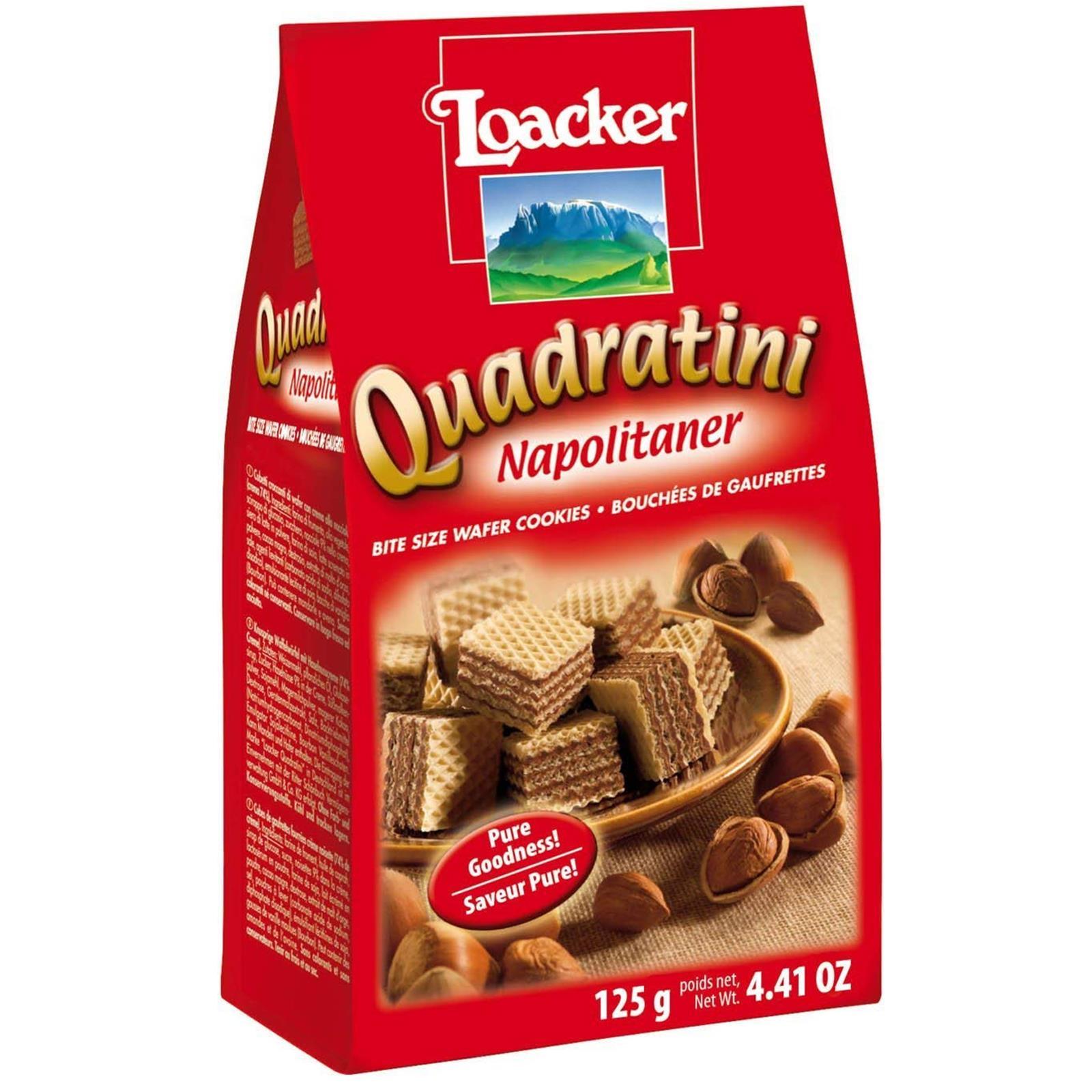 BISCOTTI WAFER LOACKER QUADRATINI CLASSIC NAPOLITANER NOCCIOLA E CACAO 125 GR