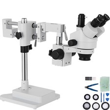 VEVOR Microscopio Stereo Trinocularea 3.5X-90X con Fotocamera LCD Doppio Braccio