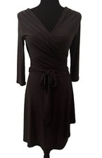 41 Hawthorn Dress Faux Wrap Knit Black Womens Size Small Dressy LBD Lined