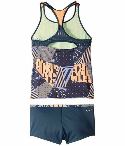 Nike 255116 Kids Girls Mash Up Racerback Tankini Set Orange Swimwear Size XL - Picture 2 of 2