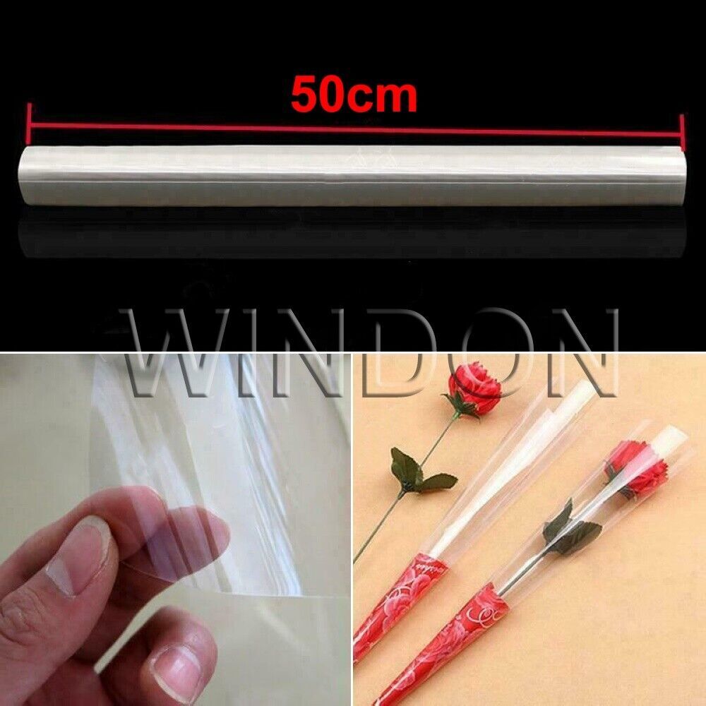 20" x 20" CELLOPHANE ROLL FILM PLAIN CLEAR THICK FLORIST HAMPER GIFT
