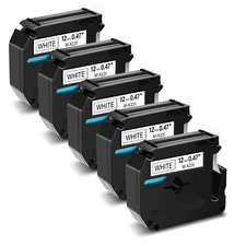 5PK Black on White Label Tape For Brother M-K231 MK231 M231 P-touch PT-80 1/2''