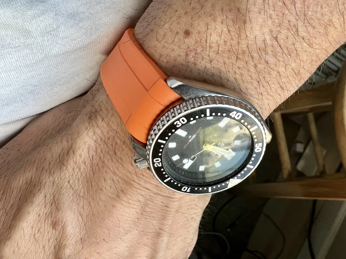 20mm ORANGE Vulcanized Caoutchouc rubber Strap For SEIKO Watches