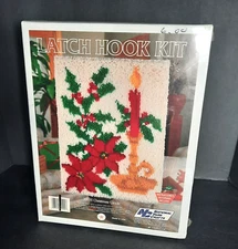 National Yarn Crafts Latch Hook Rug Kit Christmas Candles XR78 NEW Vintage