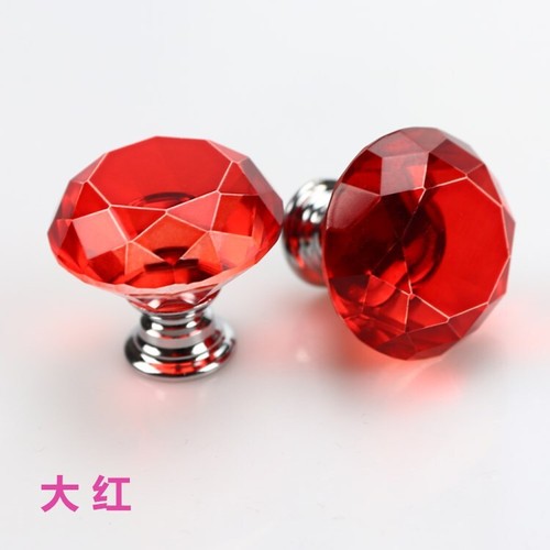 Diamond Crystal Glass Door Knob Drawer Kitchen Cupboard Cabinet Furniture Handle - Picture 8 of 14