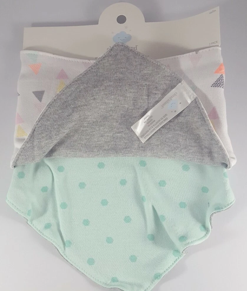 2 Pack Cloud Island Bandana Bibs Triangle Dots 100 Cotton One