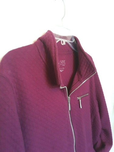 ZIPPERED JACKET SIZE LARGE QUILTED KNIT COTTON PURPLE WOMEN'S STYLE & CO - Picture 2 of 7