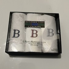 Handkerchiefs Alexander Julian Colours 3 Men's White "B" 100 Cotton in Box