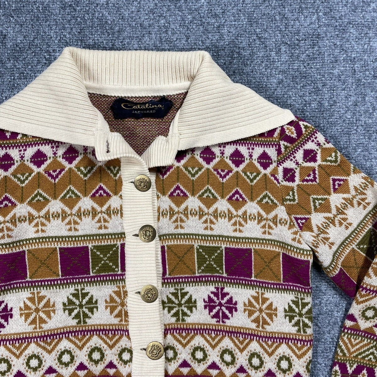 VINTAGE 60s Catalina Cardigan Sweater Women Size XS Wool