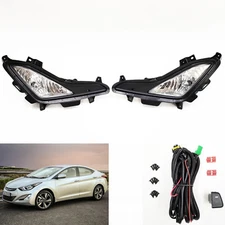 Clear Lens Fog Light Kit For 2014-2016 Hyundai Elantra w/ Bezel Switch Bulb Wire
