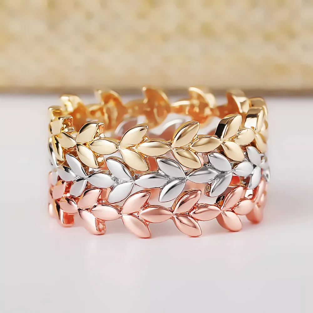 Rose gold sale ring with leaves
