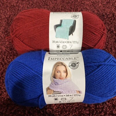 2 x Loops & Threads Impeccable Yarn, Royal Blue & Bordeaux Clair,  285 Yrd/ea
