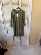 Mary Square Chic Olive Long Sleeveless Dress Large