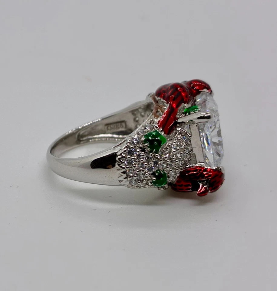 Victoria Wieck 5 Carat CZ Solitaire Red Cardinal Sterling Silver Ring 8.5 In Box - Imagem 3 de 4