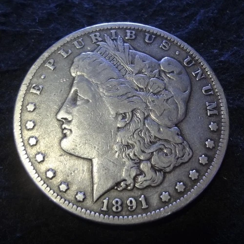 1891-CC Morgan Silver Dollar - Choice Fine F+ details from the Carson City mint
