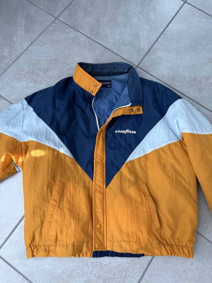 Chaqueta Goodyear Swingster DE COLECCIÓN Para Hombres 2XL XXL Azul Cortavientos Bombardero Cremallera Años 90 Foto 2 de 4