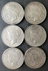 Lot of Six $1 Peace Silver Dollars