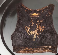 Victoria  s Secret Black Lsce High Neck Bralette Size S