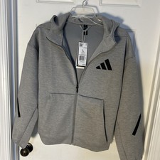 Adidas Full Zip Youth/Kids Hoodie Size Large Regular Fit 3 Layer Knit Tech Mesh