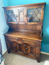 Webber Furniture Leaded Glass Sideboard, 5 Doors 2 Drawers, Brown 120x40x165cm