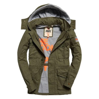 Superdry Mens Rookie Service Parka Jacket Fury Green Size M Measurements in Pics