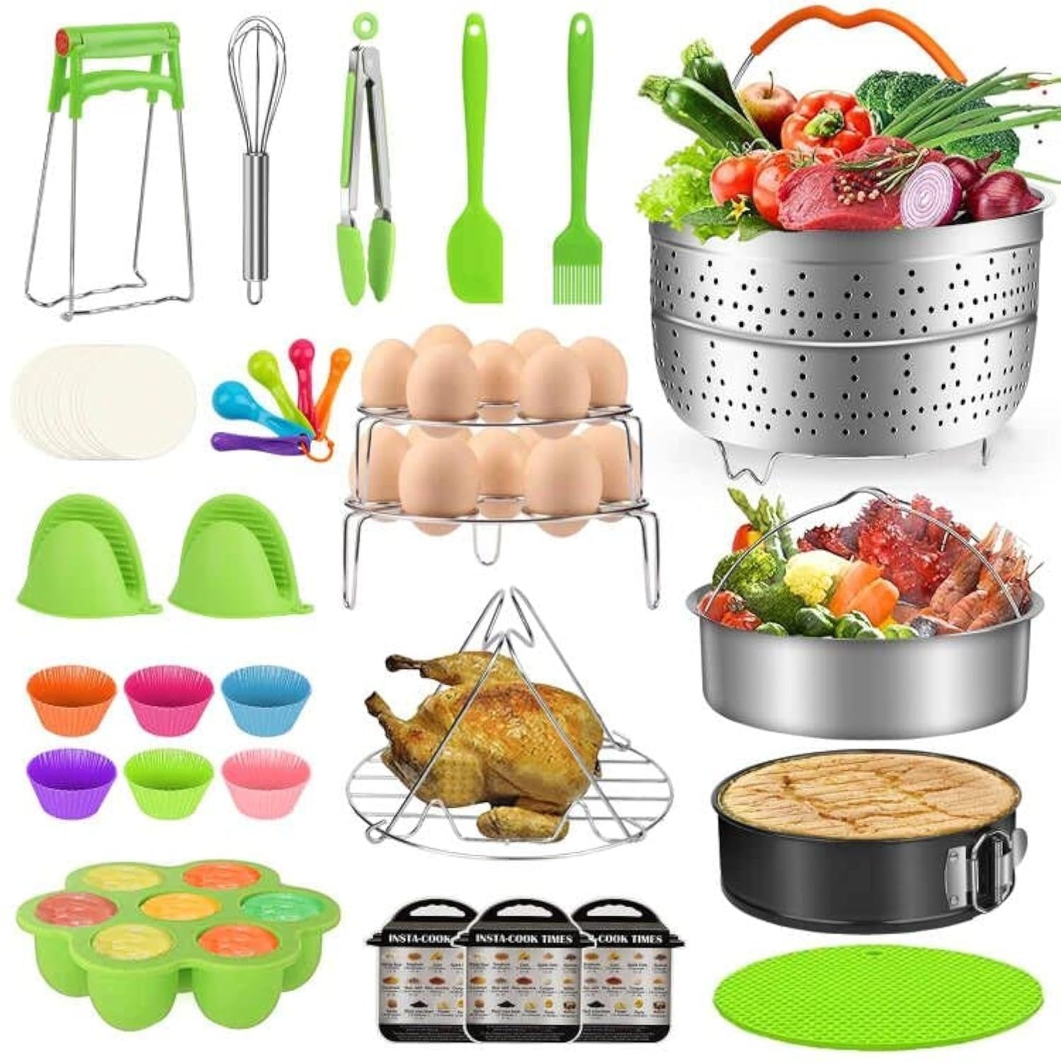 98 Pcs Set for Instant Pot 5,6,8 Qt, 2 Steamer Baskets, Spri